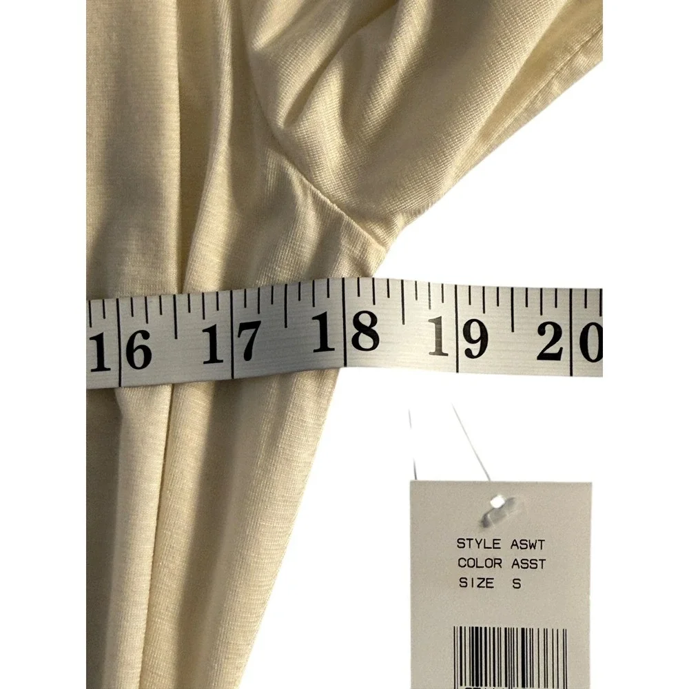 AG Adriano Goldschmied Womens Cream Ruched Faux Wrap Long Sleeve Top Size Small